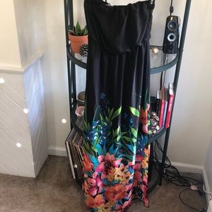 Black, floral, maxi dress